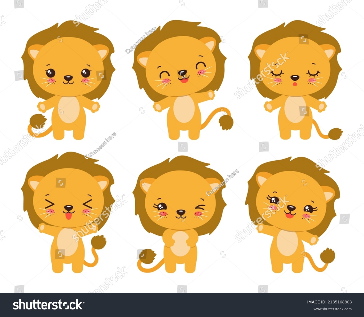 Kawaii Lion Cub Vector Illustration Cartoon Stock Vector (Royalty Free ...