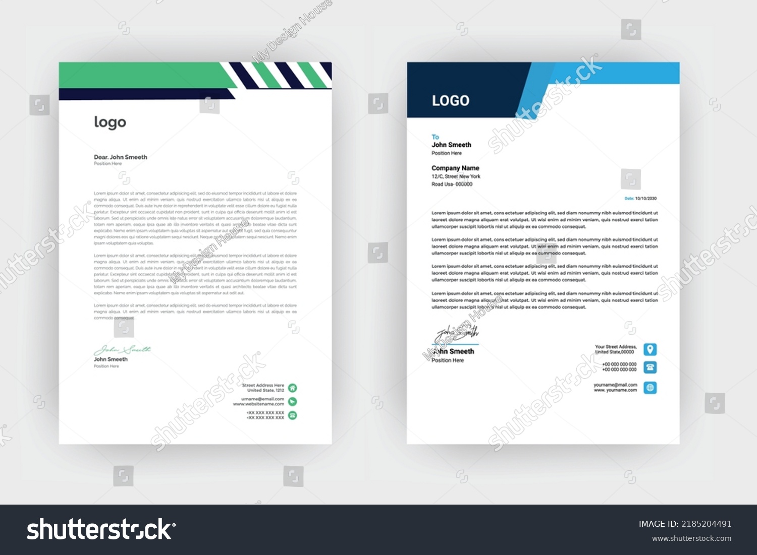 Professional Business Style Letterhead Template Design Stock Vector ...