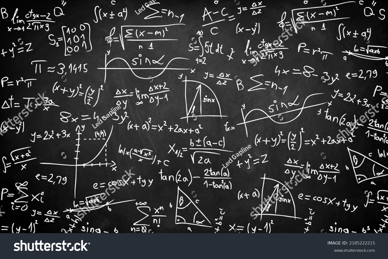 Blackboard Written Scientific Formulas Equations Calculations Stock ...