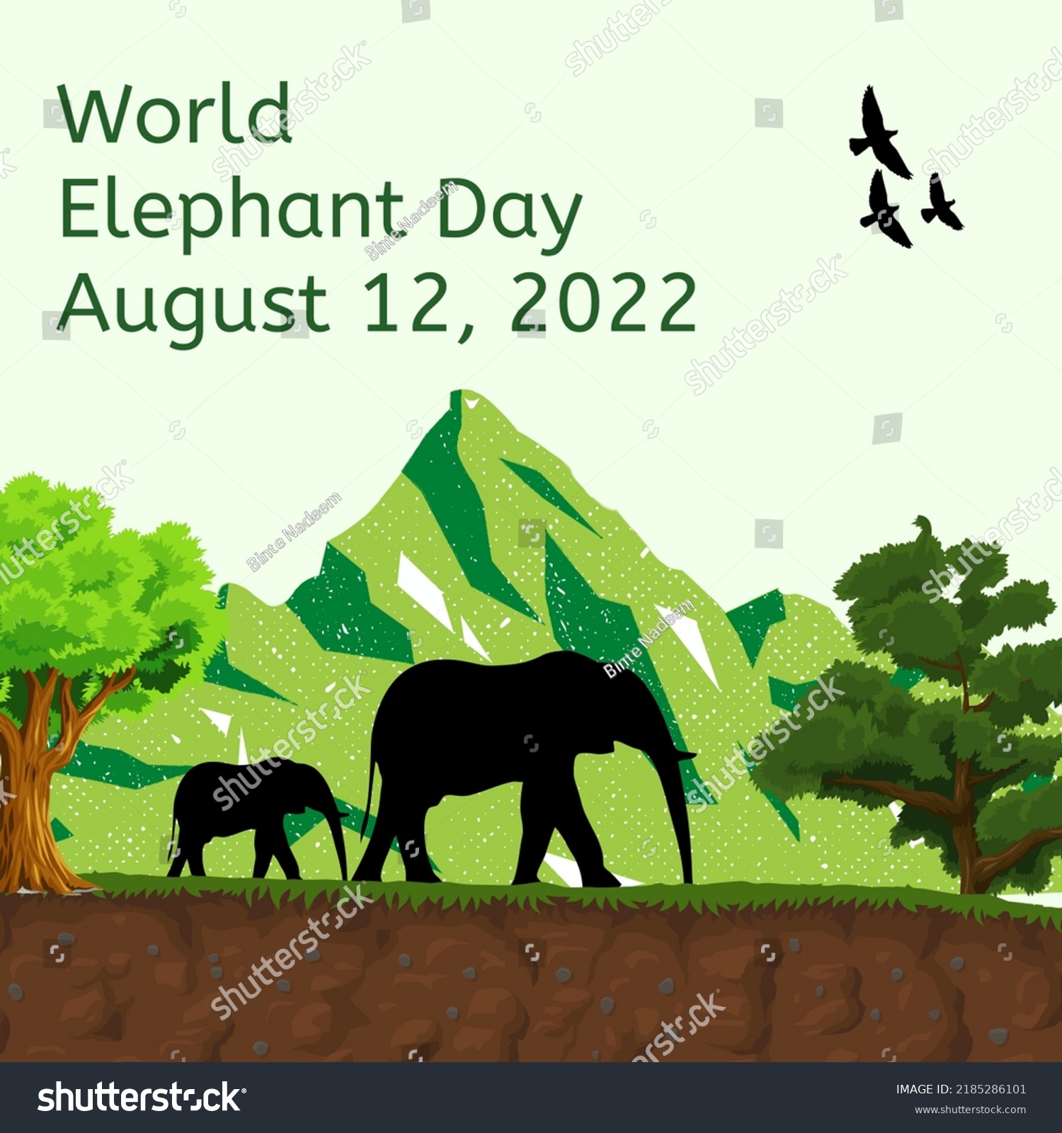 world-elephant-day-august-12-2022holiday-stock-illustration-2185286101