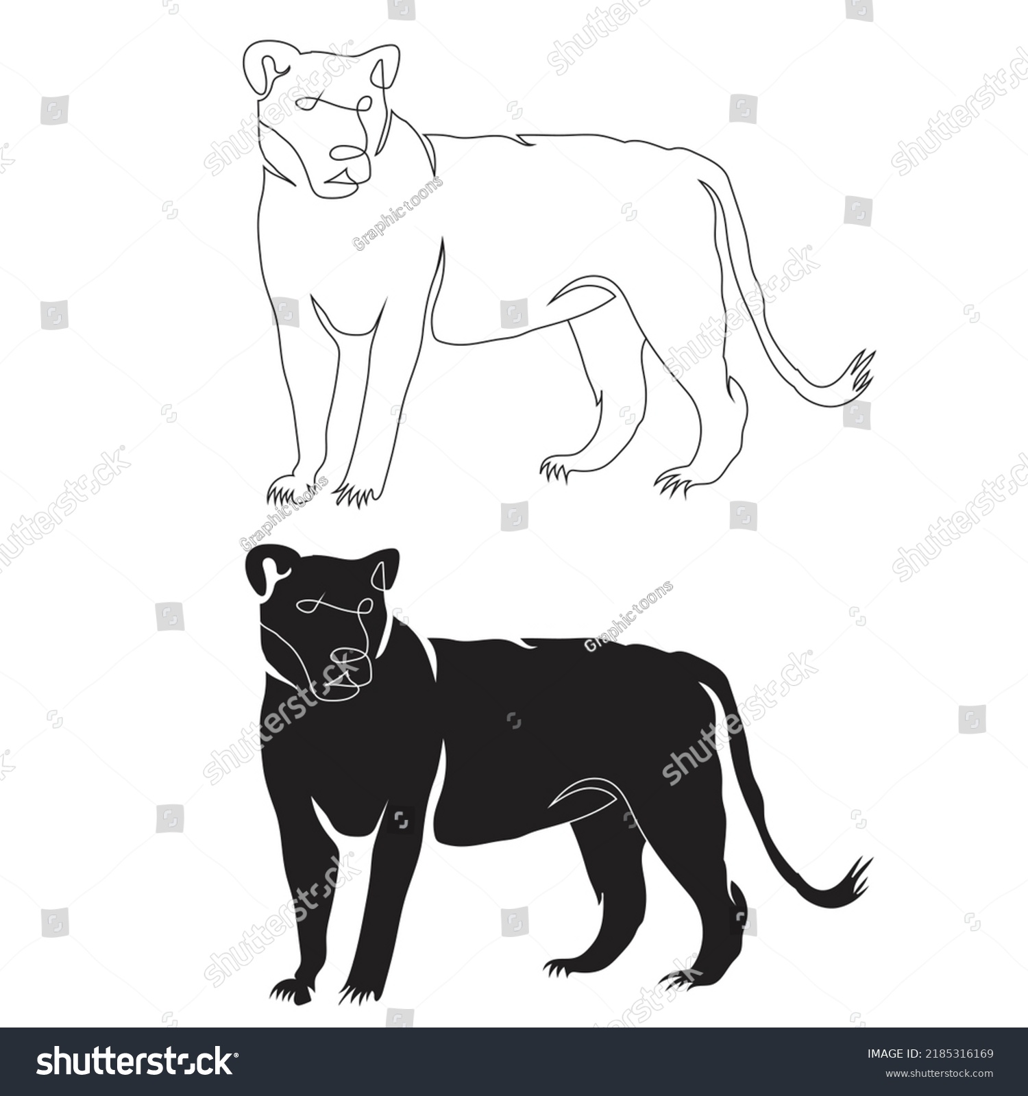 Lion Side Line Art Drawing Style Stock Vector (Royalty Free) 2185316169 ...