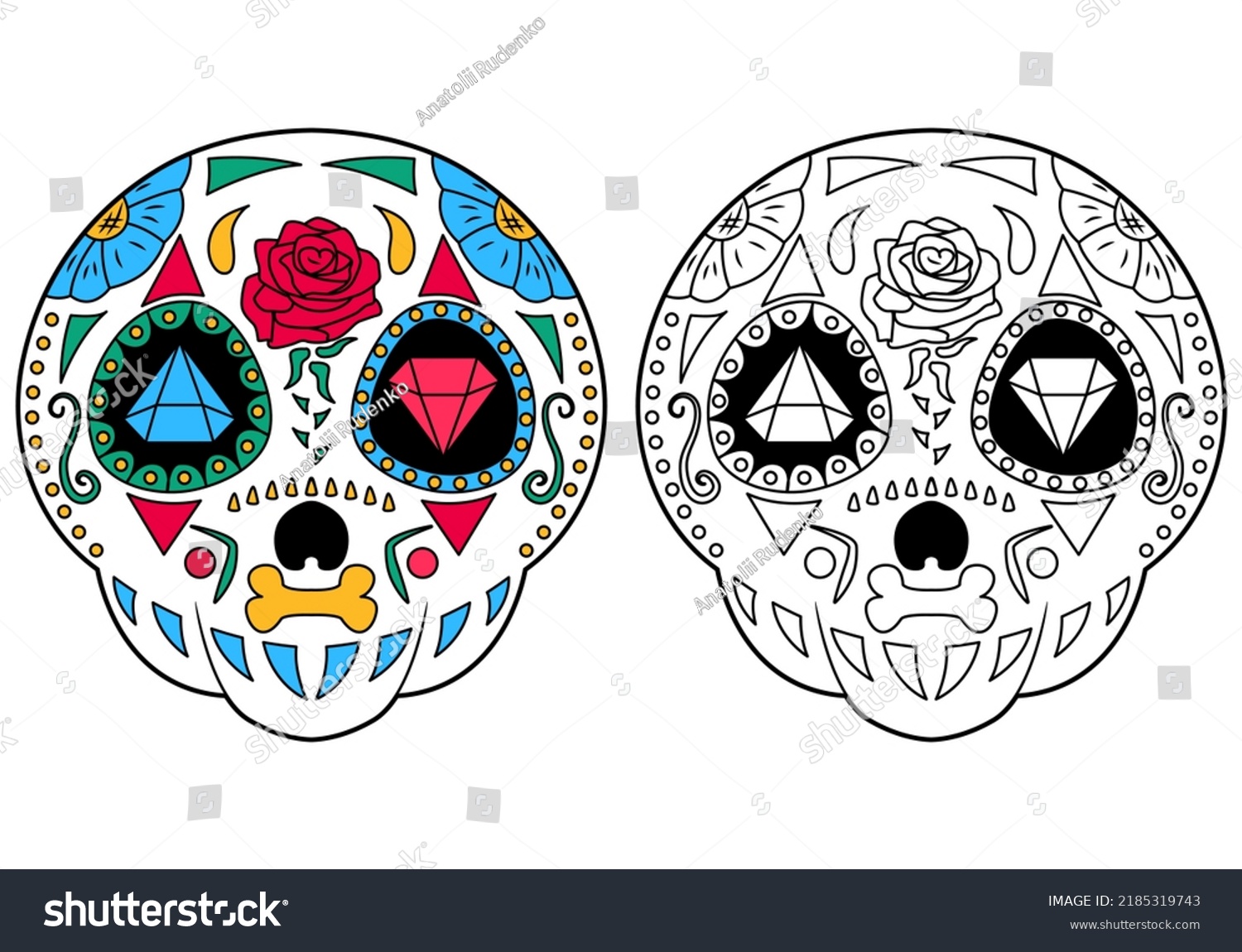 Sugar Skull Coloring Page Coloring Example Stock Vector (Royalty Free