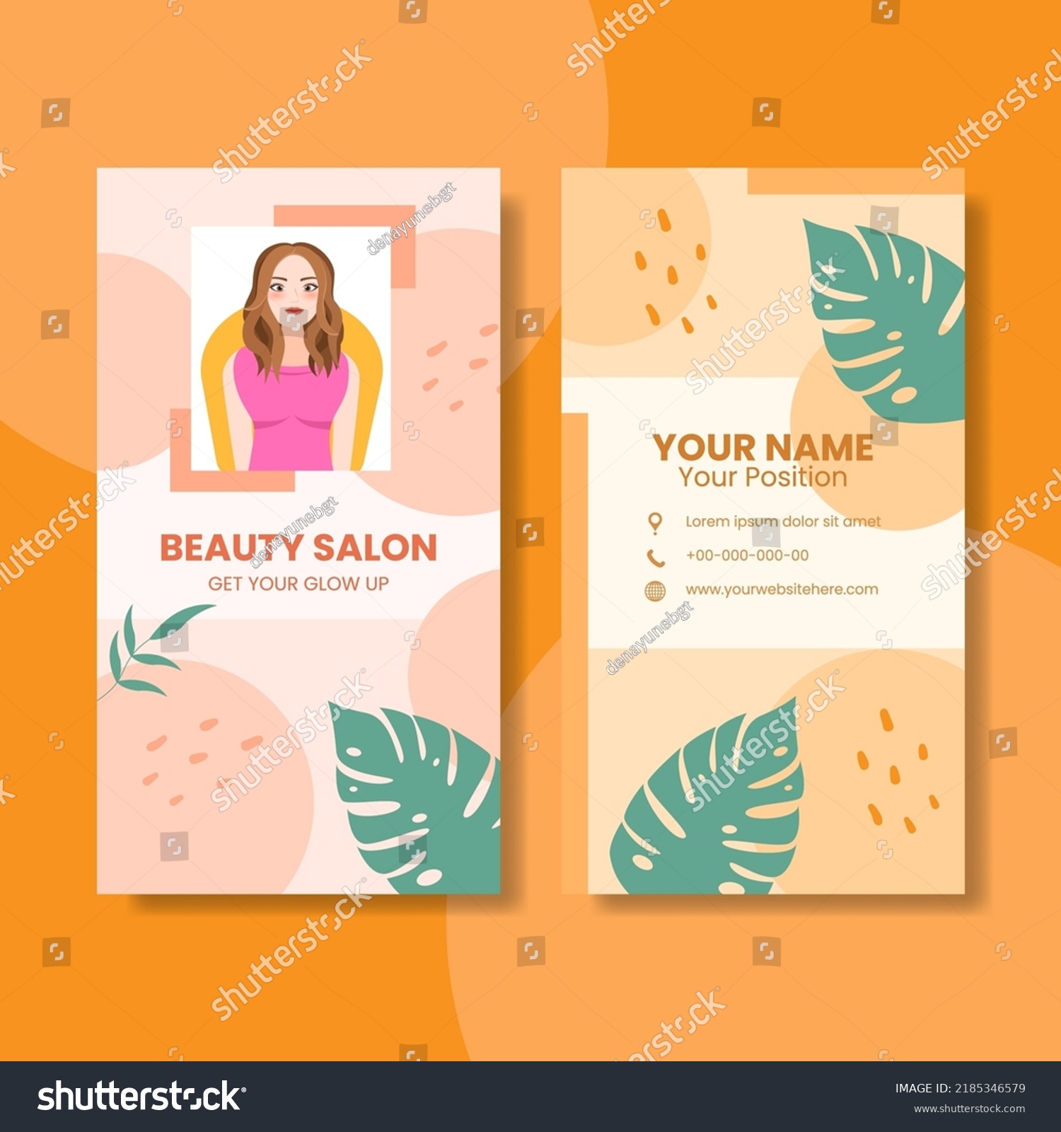 Beauty Salon Card Vertical Template Flat Stock Vector Royalty Free