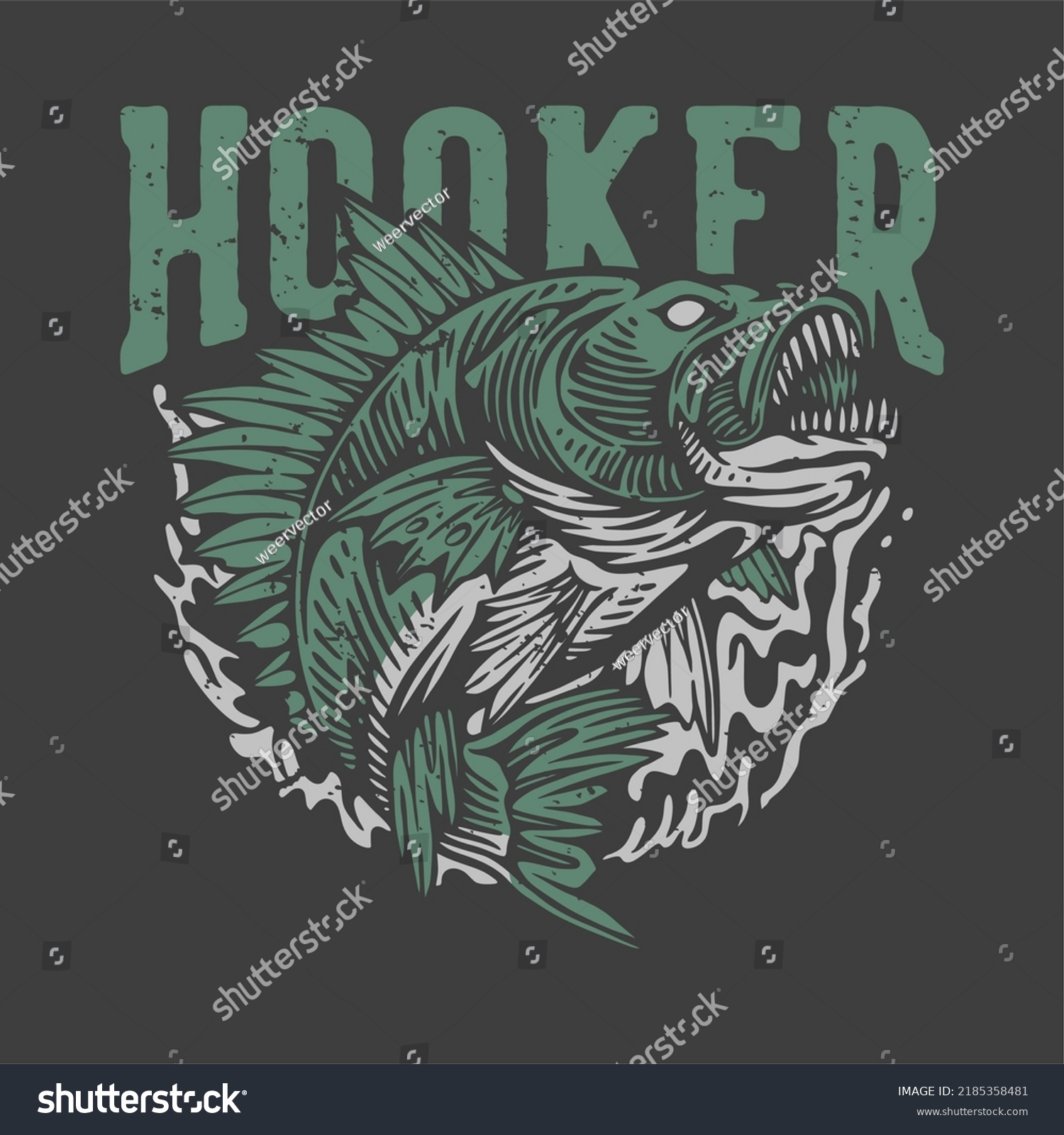 白い背景に手描きのスタイルのマス魚がビンテージイラストを飛び出す のベクター画像素材 ロイヤリティフリー Shutterstock