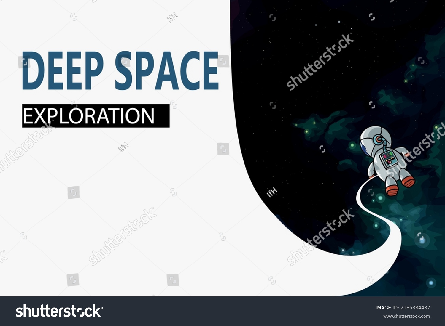 Deep Space Exploration Banner Spaceman On Stock Vector Royalty Free