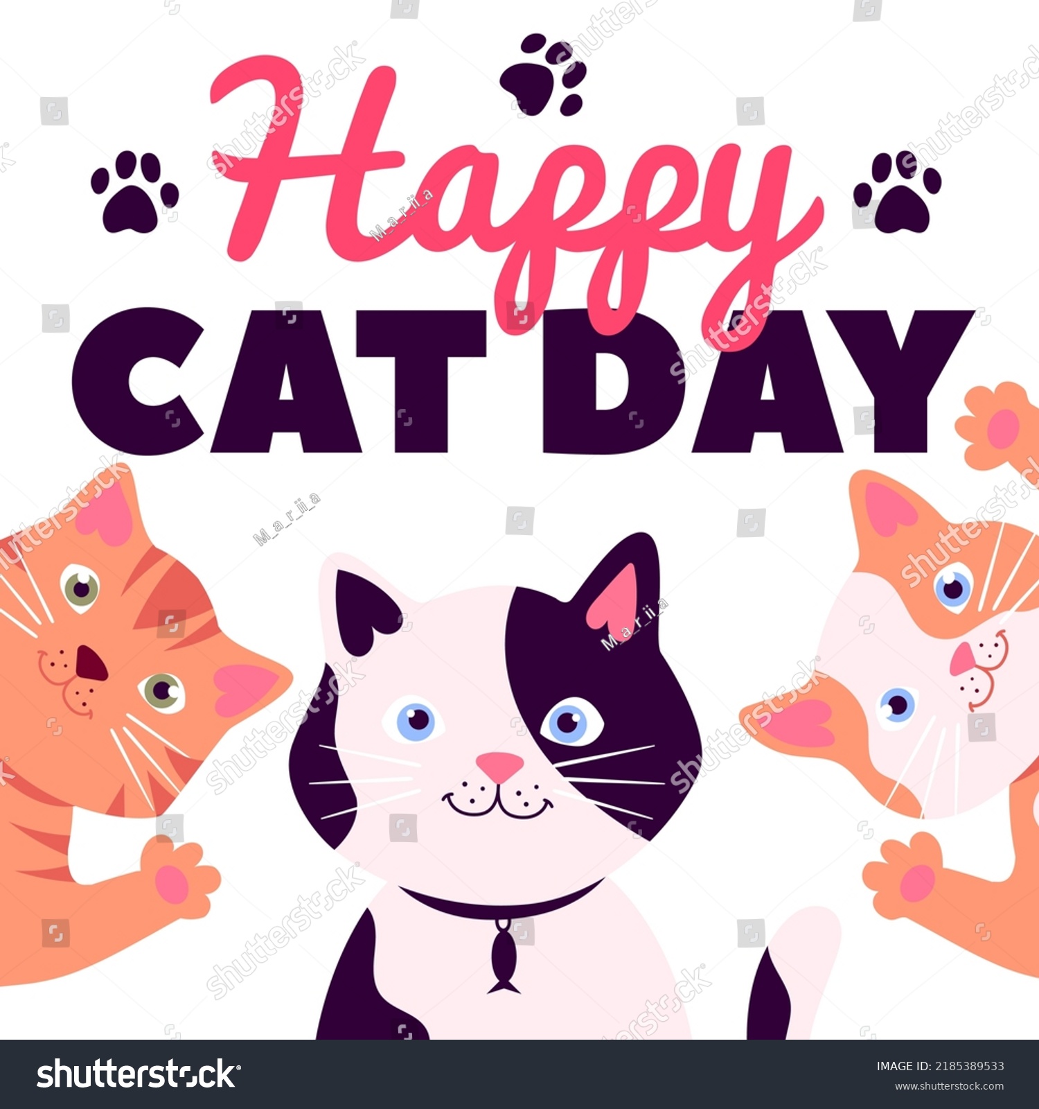 Happy Cat Day Vector Illustration Isolated Stock Vector (Royalty Free