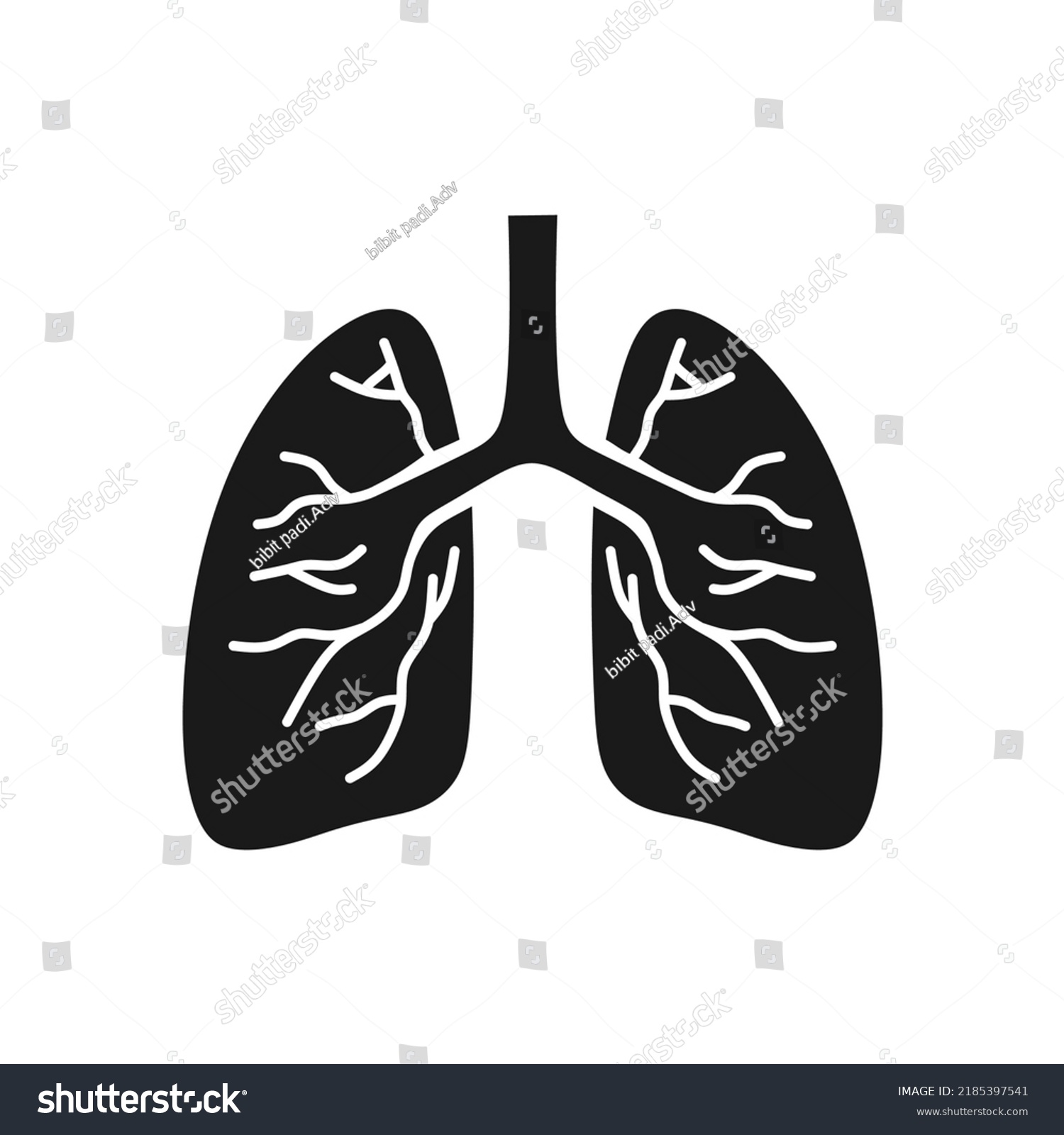 Human Lungs Icon Black Vector Illustration Stock Vector (Royalty Free ...