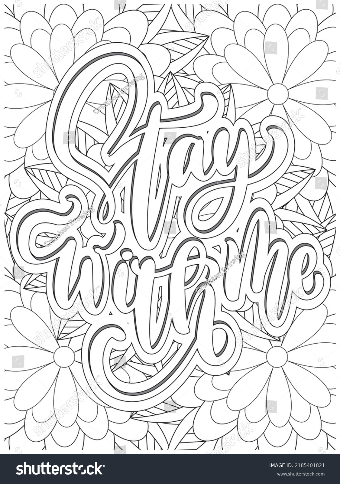 Inspirational Quotes Coloring Page Flower Background Stock Vector ...