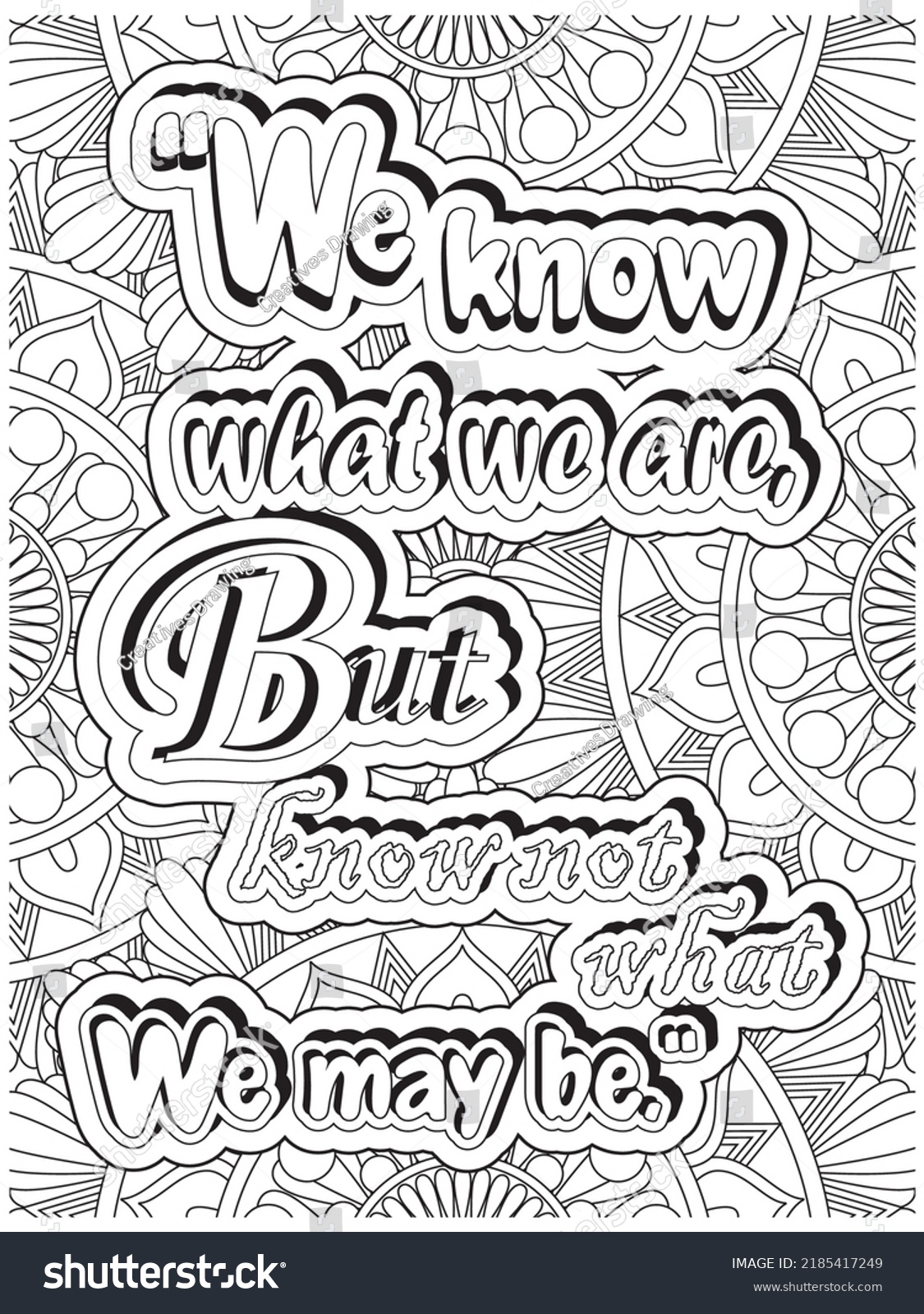 Motivational Quotes Coloring Page Mandala Background Stock Vector ...