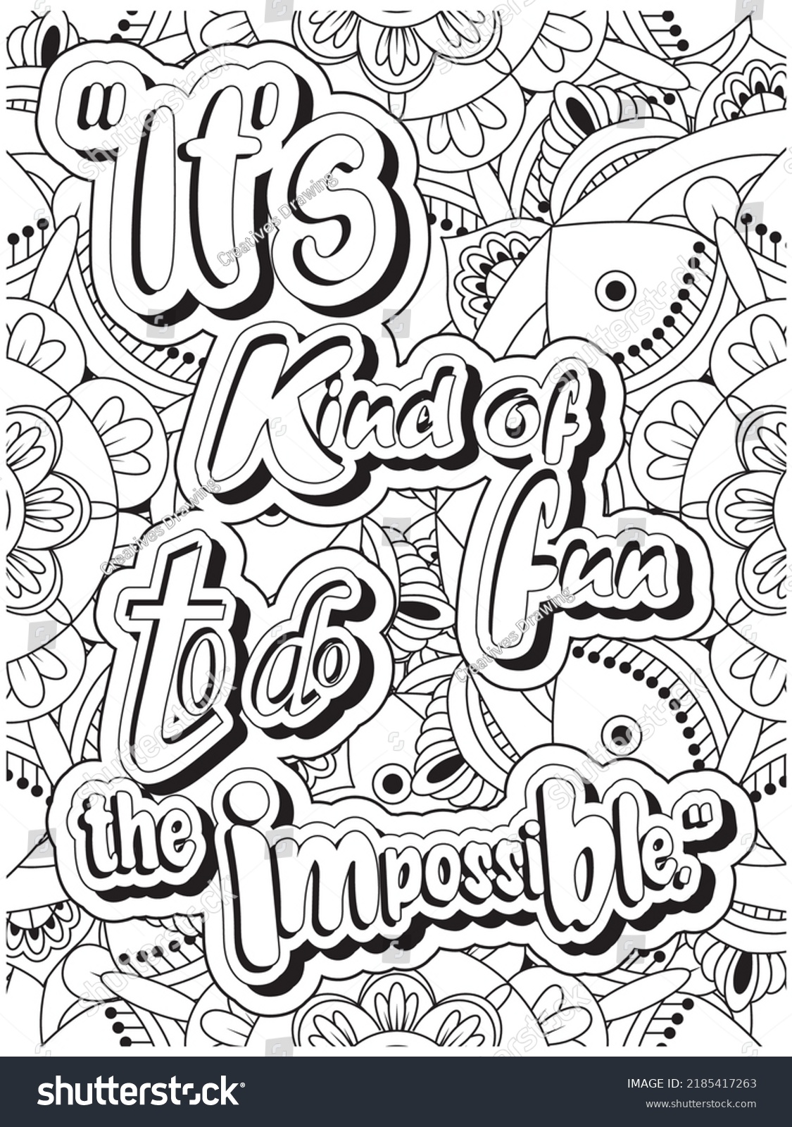 Motivational Quotes Coloring Page Mandala Background Stock Vector ...