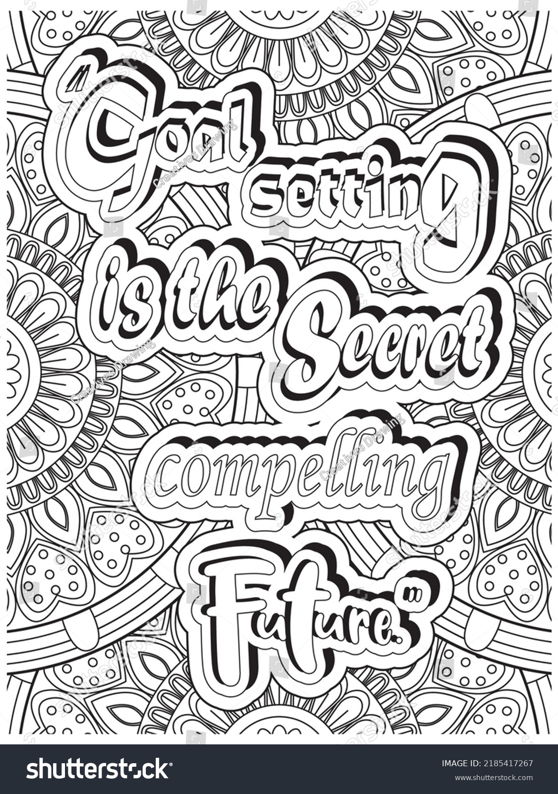 Motivational Quotes Coloring Page Mandala Background Stock Vector ...