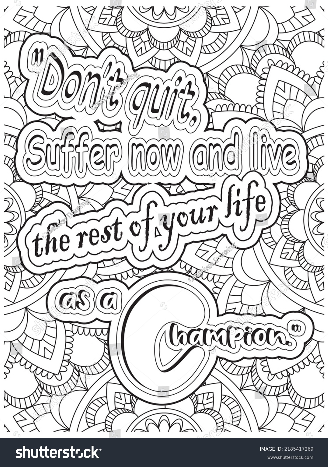 Motivational Quotes Coloring Page Mandala Background Stock Vector ...