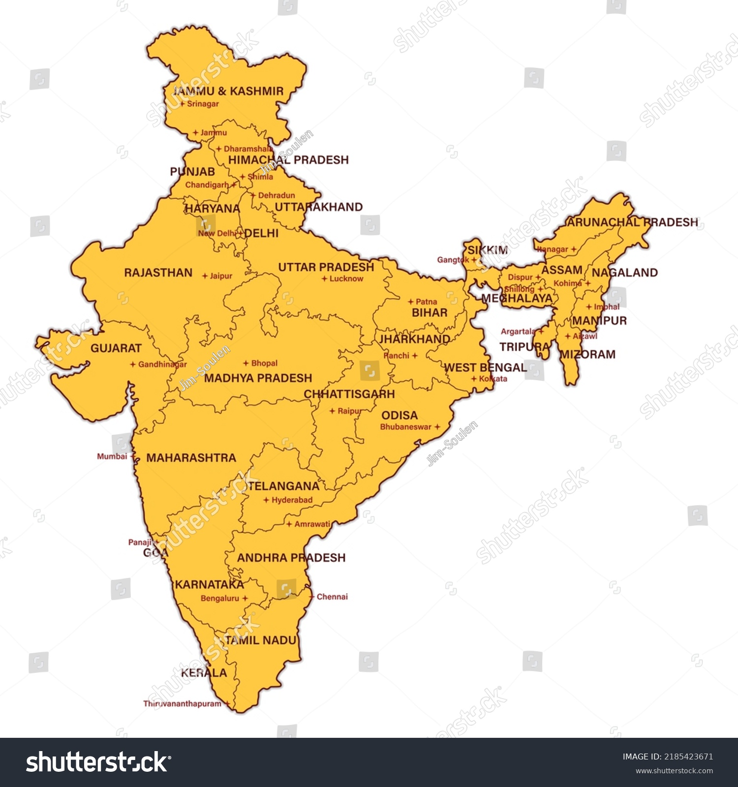 India Map States Capital Marking On Stock Vector (Royalty Free ...