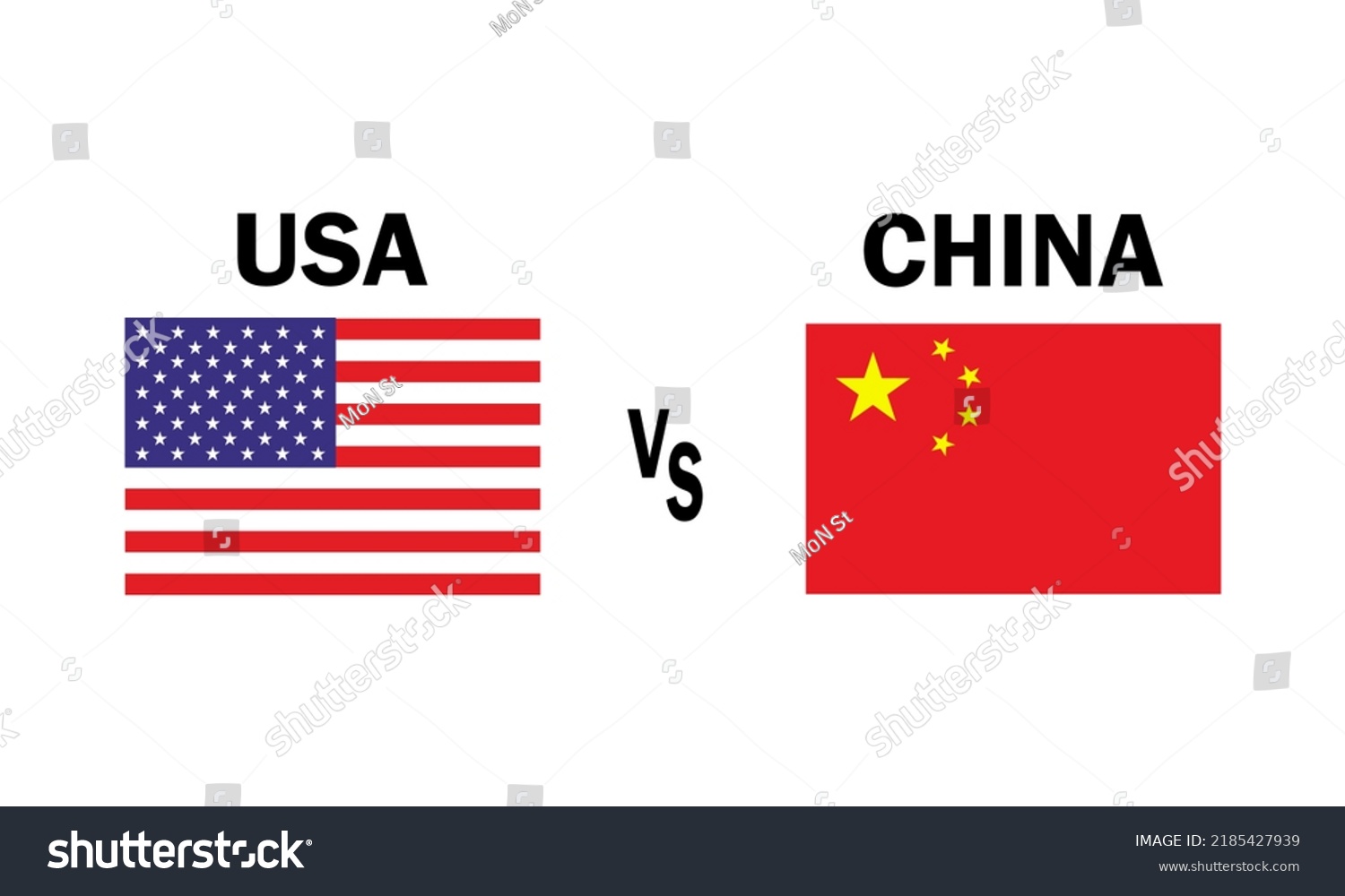 Usa Vs China Vector Icon Flags Stock Vector (Royalty Free) 2185427939