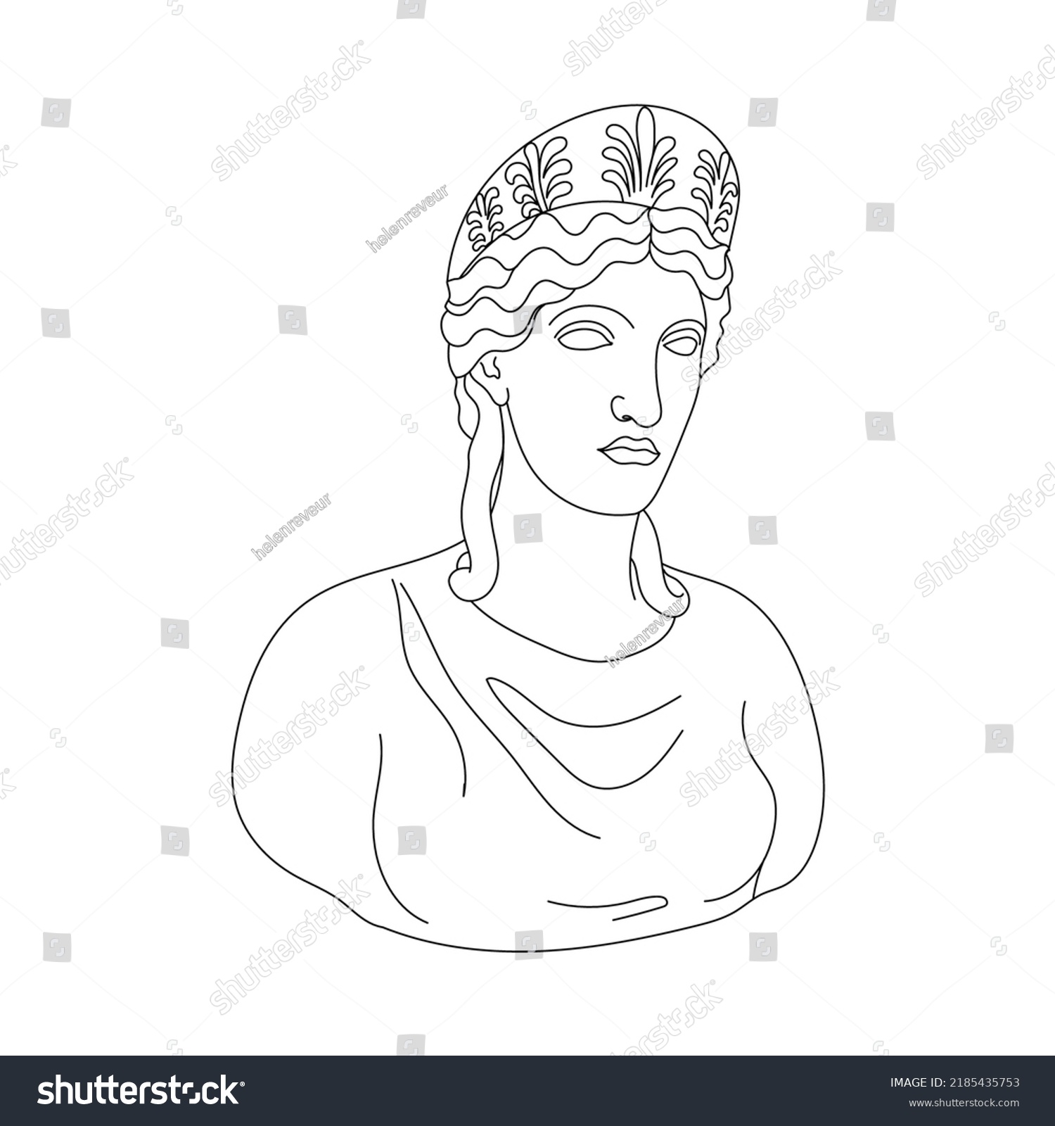 Line Art Greek Sculpture Beautiful Woman Stock Vector (Royalty Free ...