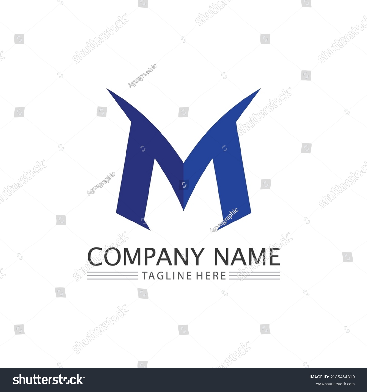 M Letter M Font Logo Template Stock Vector (Royalty Free) 2185454819 ...