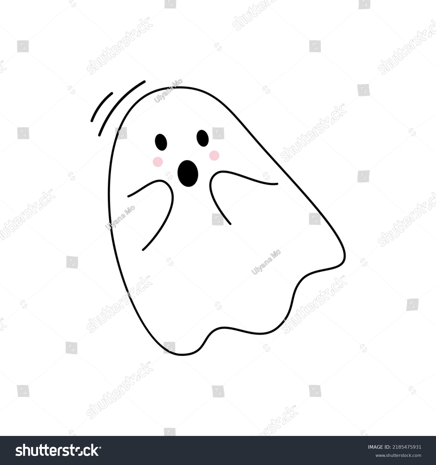 Vector Cute Surprised Ghost Flying Spirit Stock Vector (Royalty Free ...