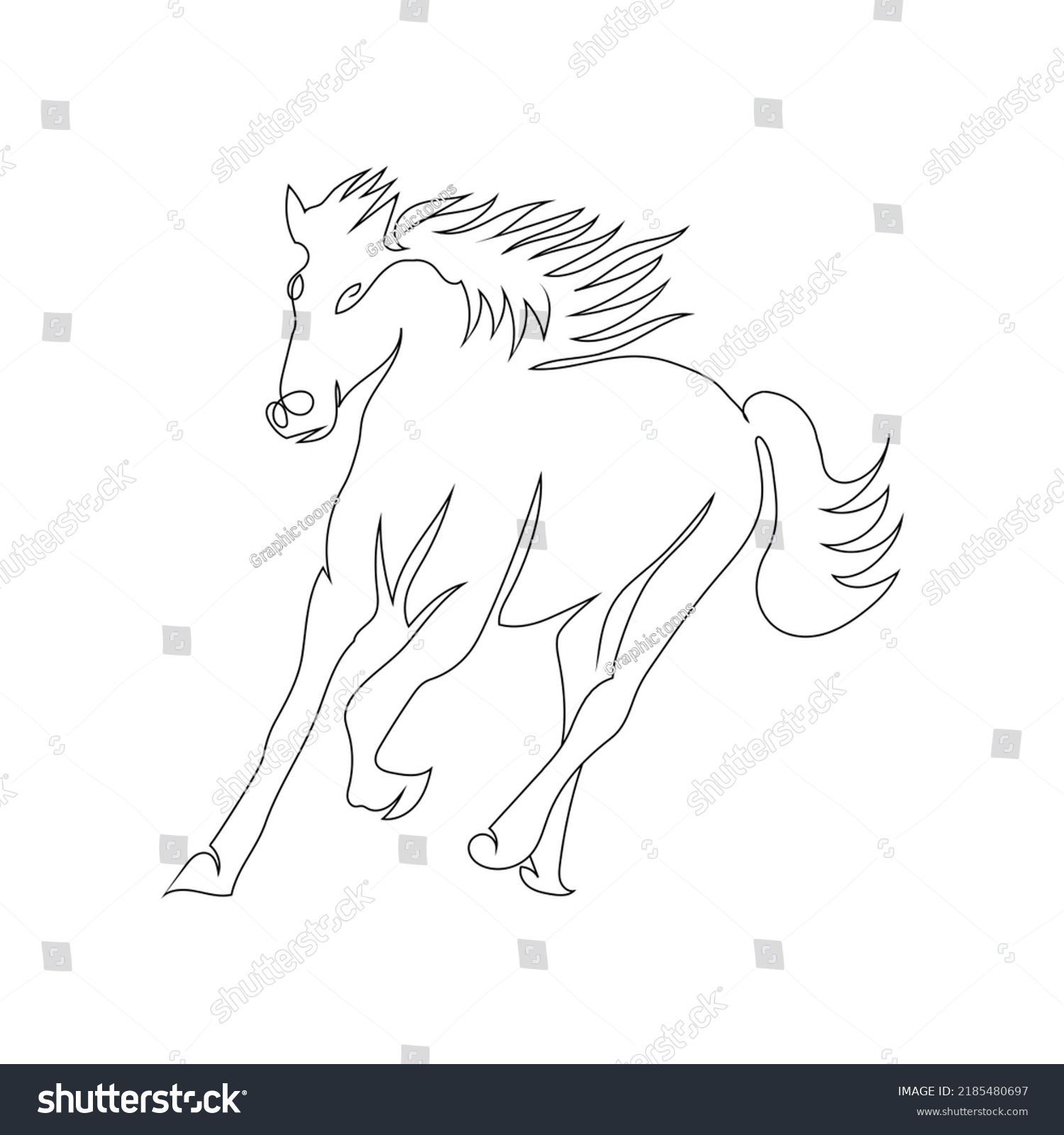 Horse Run Line Art Drawing Style Stock Vector (Royalty Free) 2185480697 ...