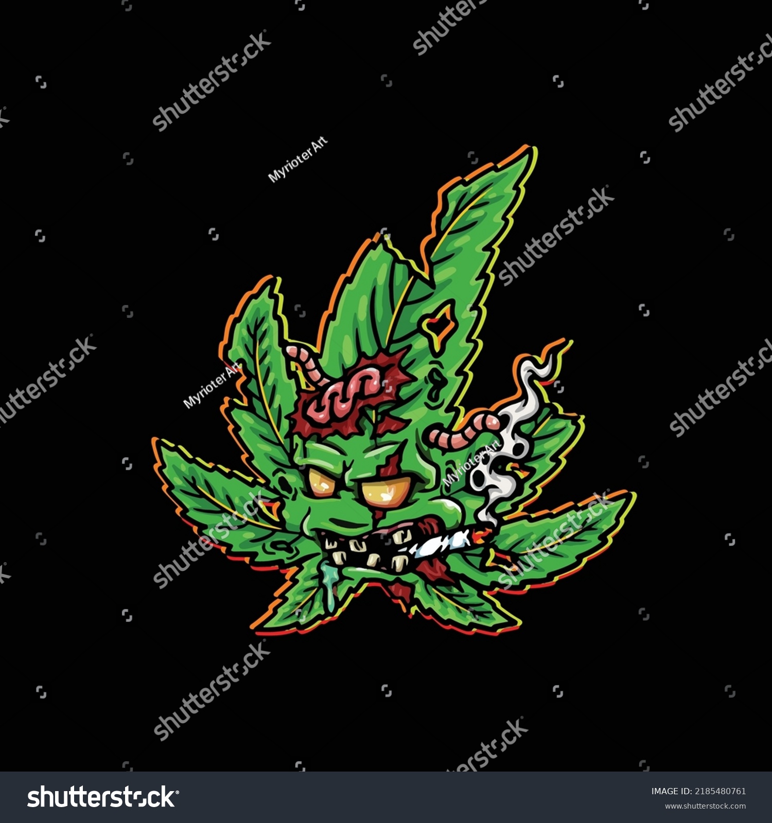 Weed Zombie Character Cartoon Mascot Smoking Stock Vector (Royalty Free ...