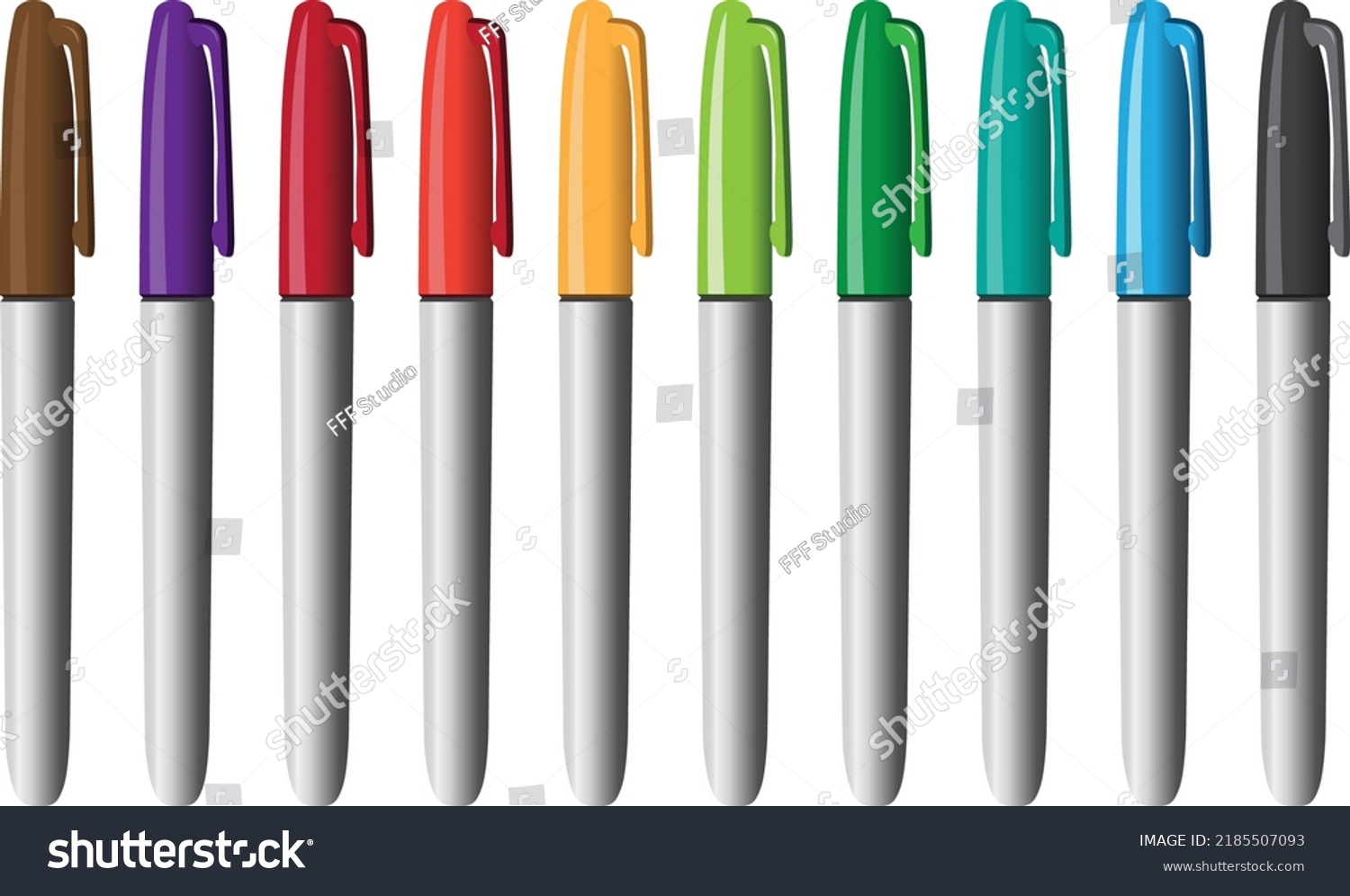 Set Colorful Spidol Permanent Vector Illustration Stock Vector (Royalty ...