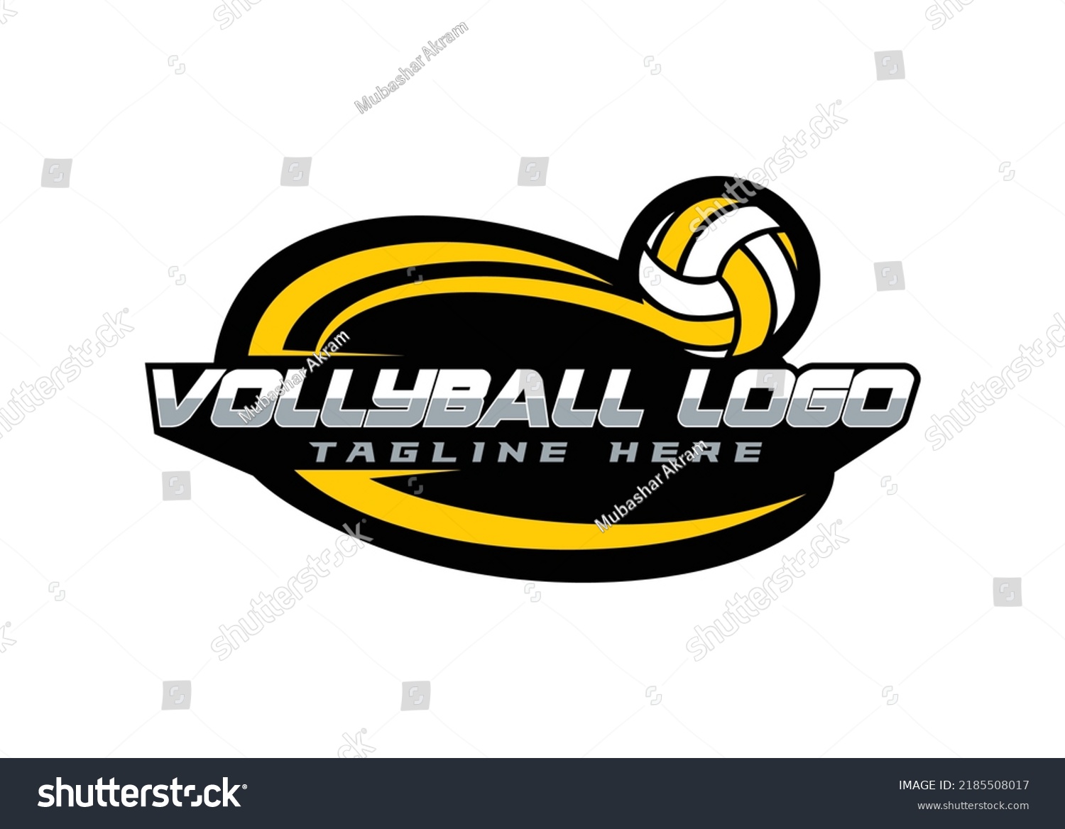 Vollyball Sport Logo Design Black Background Stock Vector (Royalty Free ...