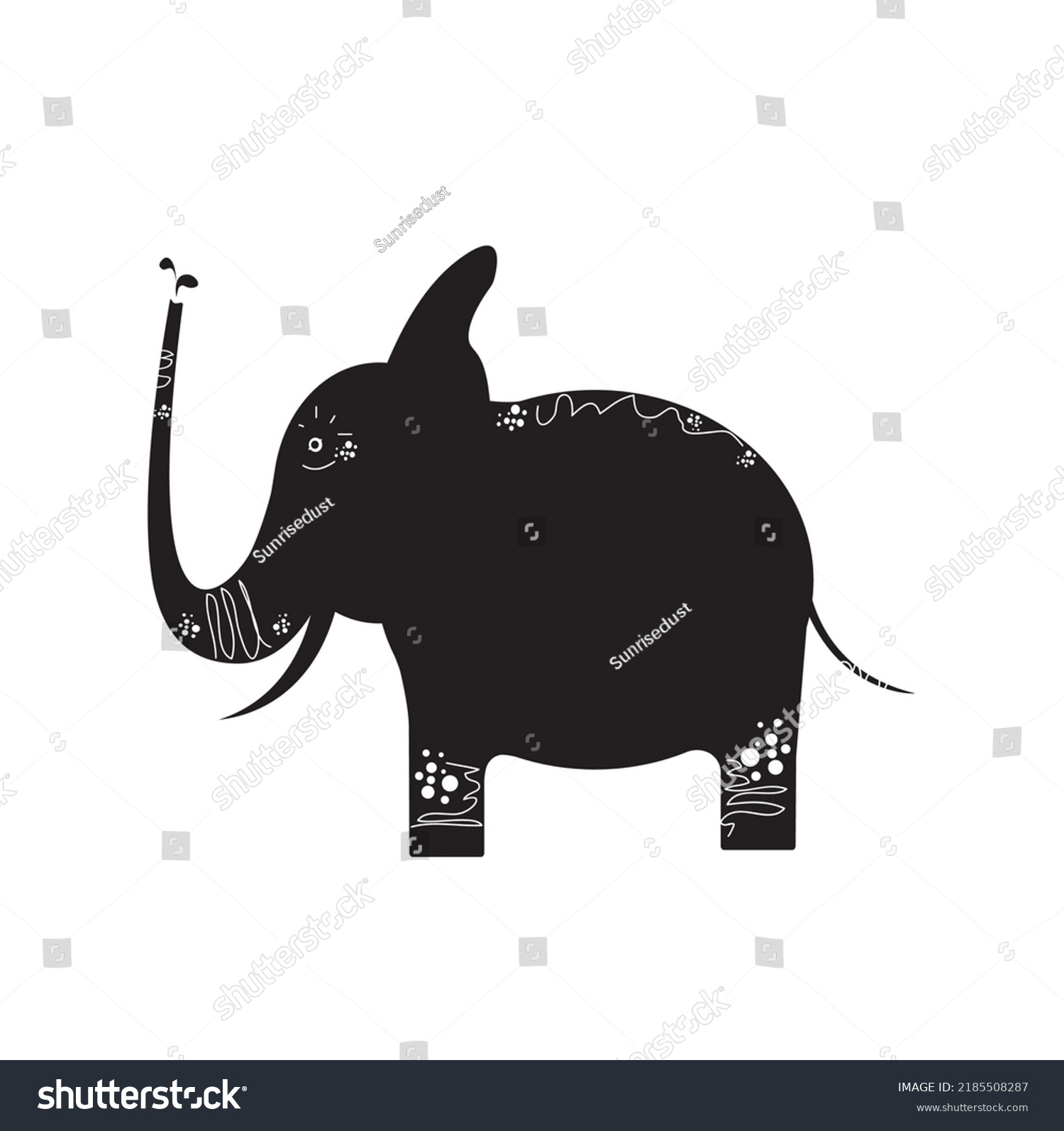 Indian Elephantdecorative Elementsimplified Black White Vector Stock ...