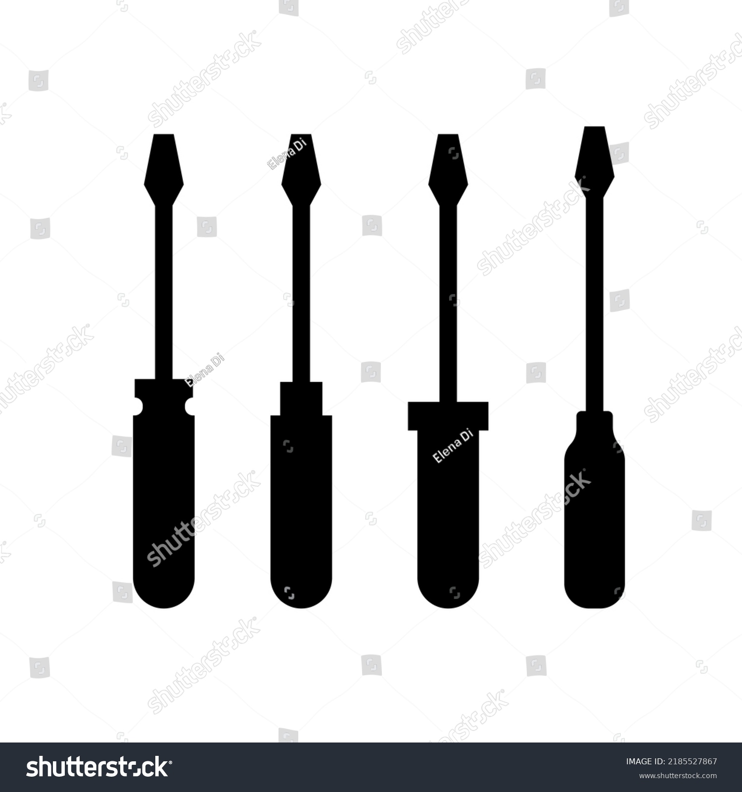 Tool Set Screwdriver Silhouette Vector Illustration Stock Vector ...