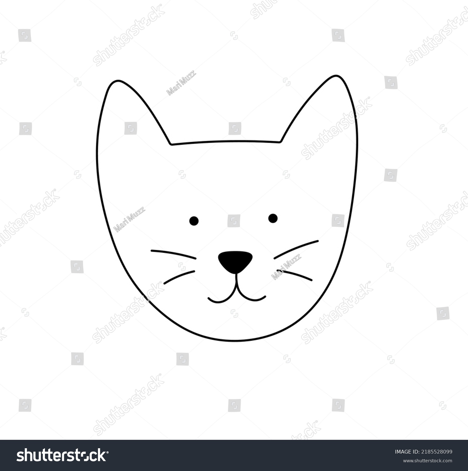 Vector Isolated Cute Cartoon Cat Muzzle Stock Vector (Royalty Free ...