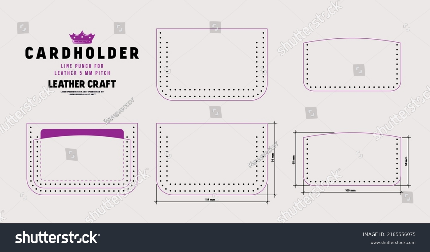 Leather Craft Sewing Pattern Cardholder Line Stock Vector (Royalty Free ...