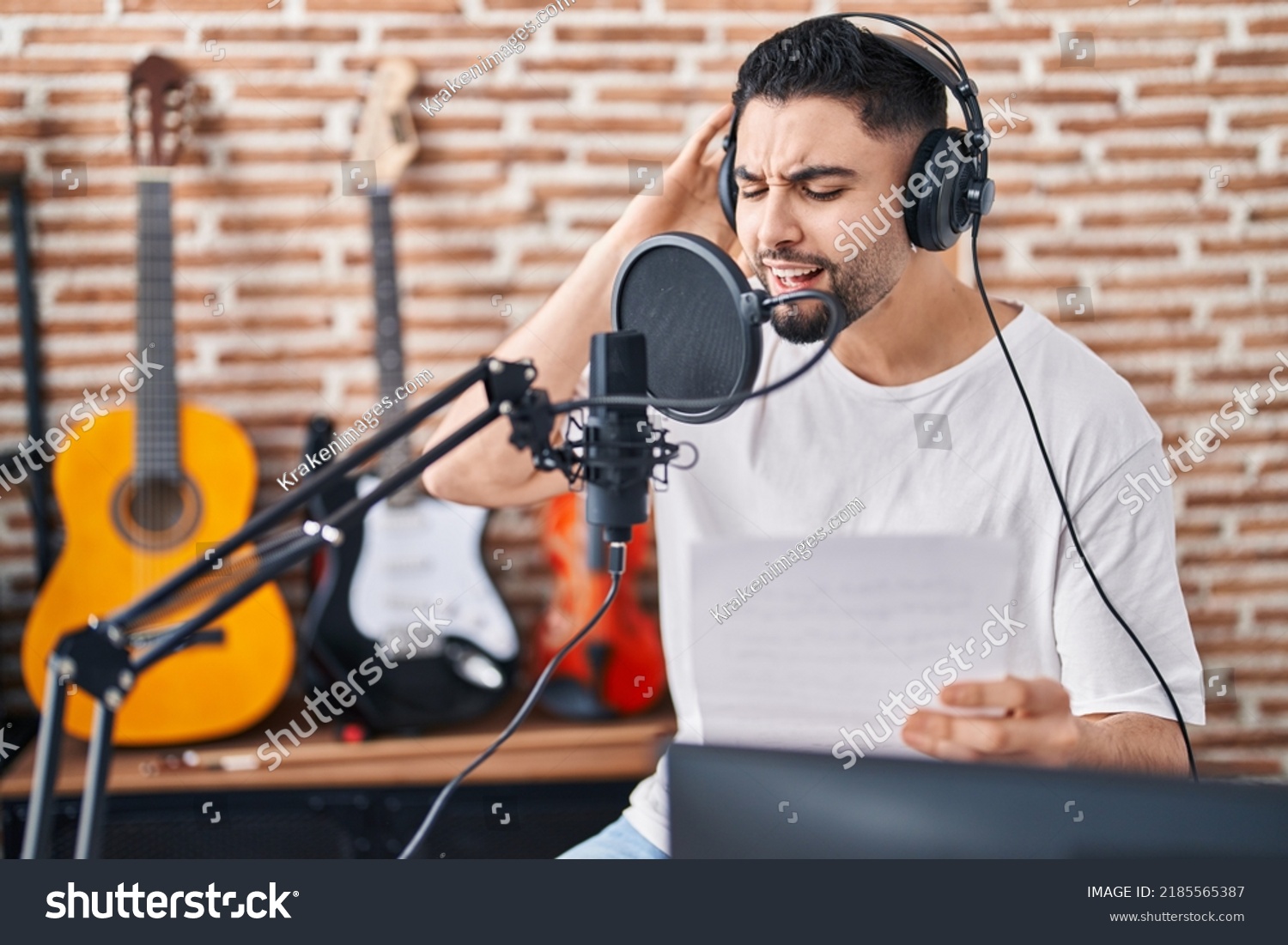 Young Arab Man Artist Singing Song Stock Photo 2185565387 | Shutterstock