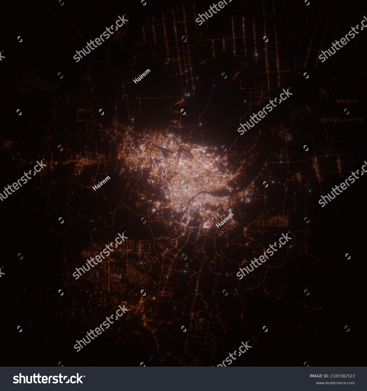 Palembang Indonesia Street Lights Map Satellite Stock Illustration ...