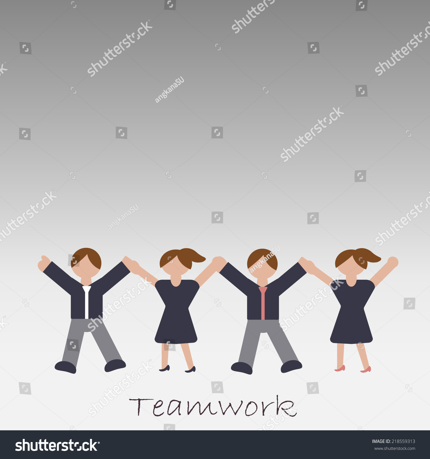 Female Male Together Teamwork Background Stock Vector (Royalty Free