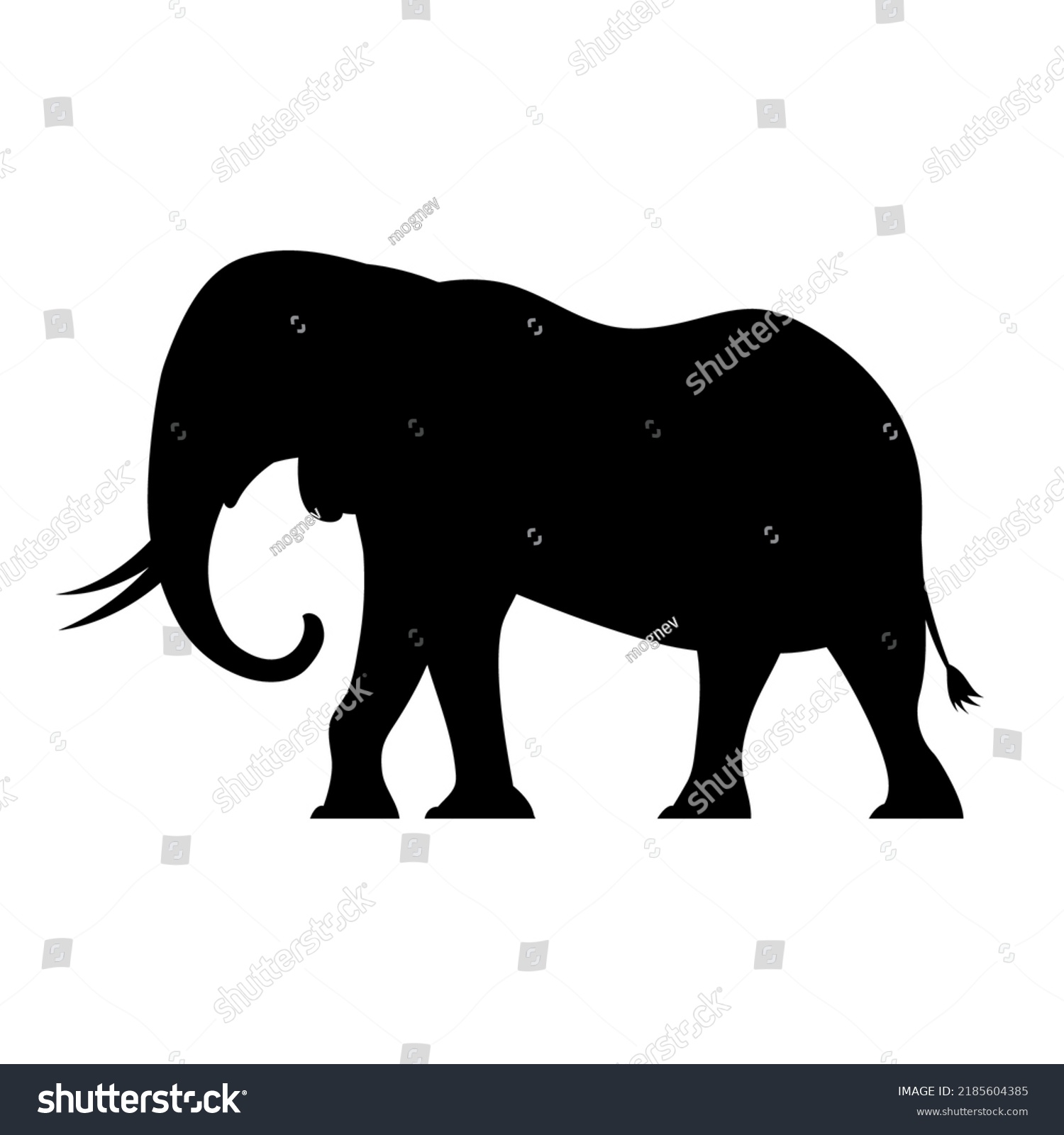 African Elephant Tusks Black Silhouette Savannah Stock Vector (royalty 