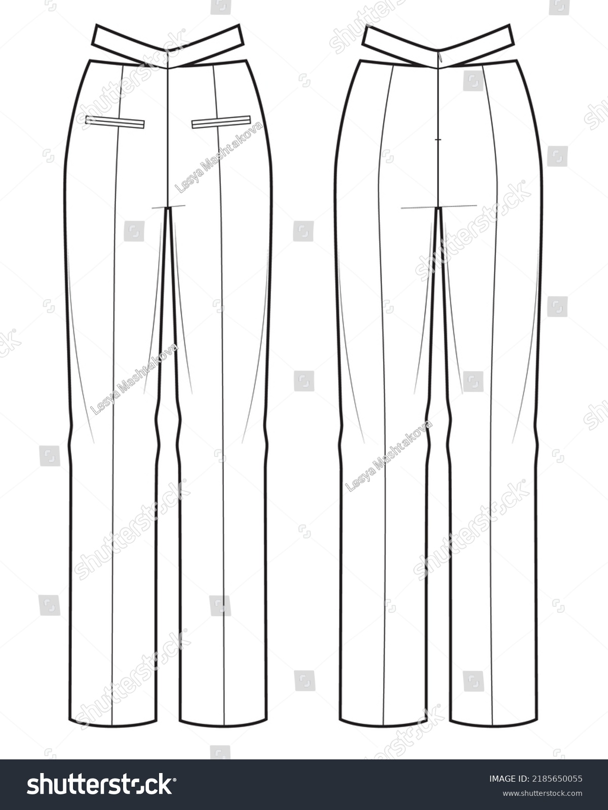 Womens Cutout Pants Fashion Flat Sketch Stock Vector (Royalty Free ...