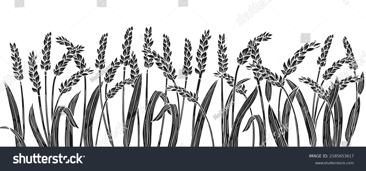 Wheat Ear Engraved Stamp Border Background Stock Vector (Royalty Free ...