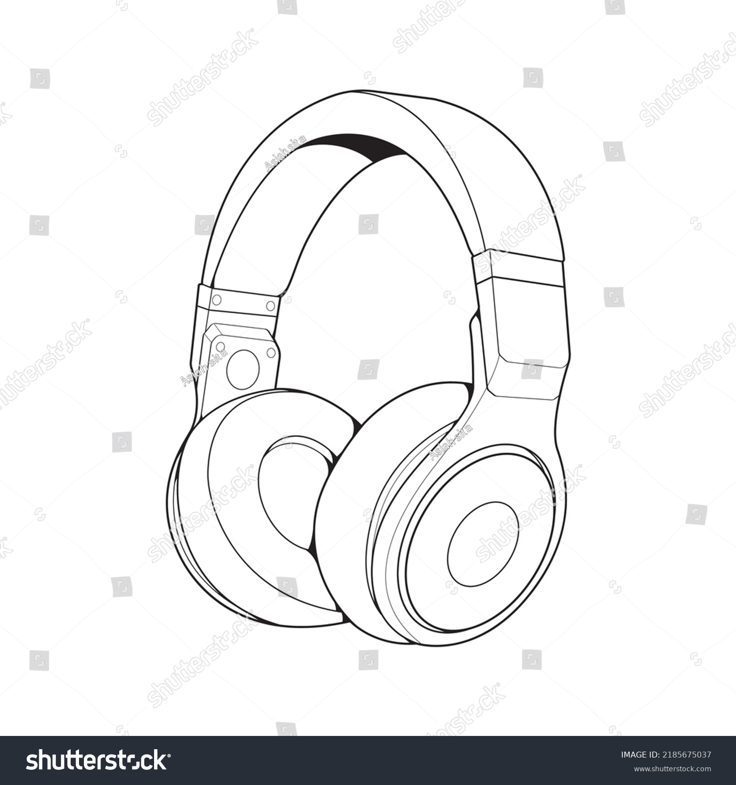 Line Art Headphones Vector Illustration Music Stock Vector (Royalty ...