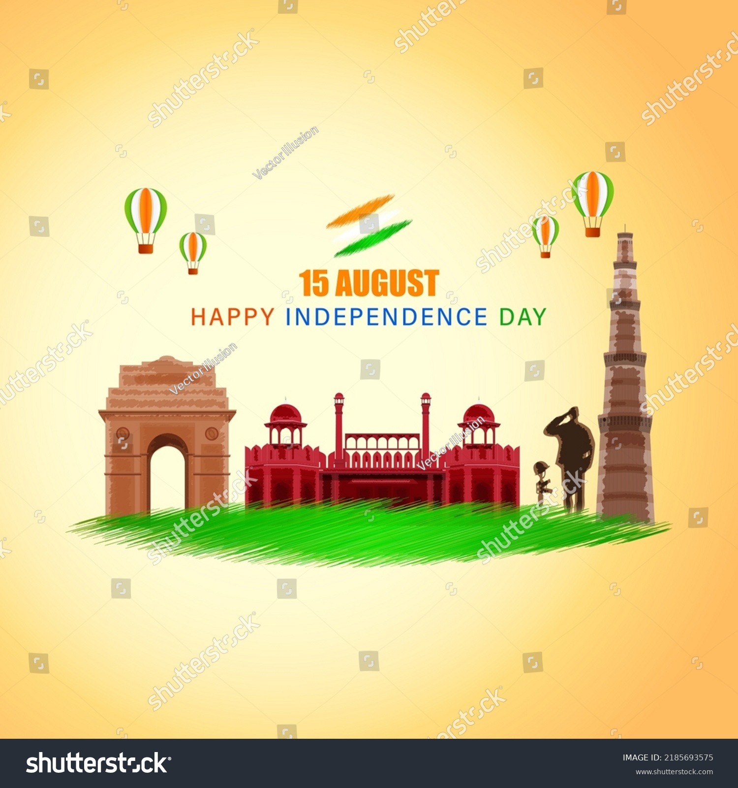 Vector Illustration Happy Indian Independence Day Stock Vector (Royalty ...