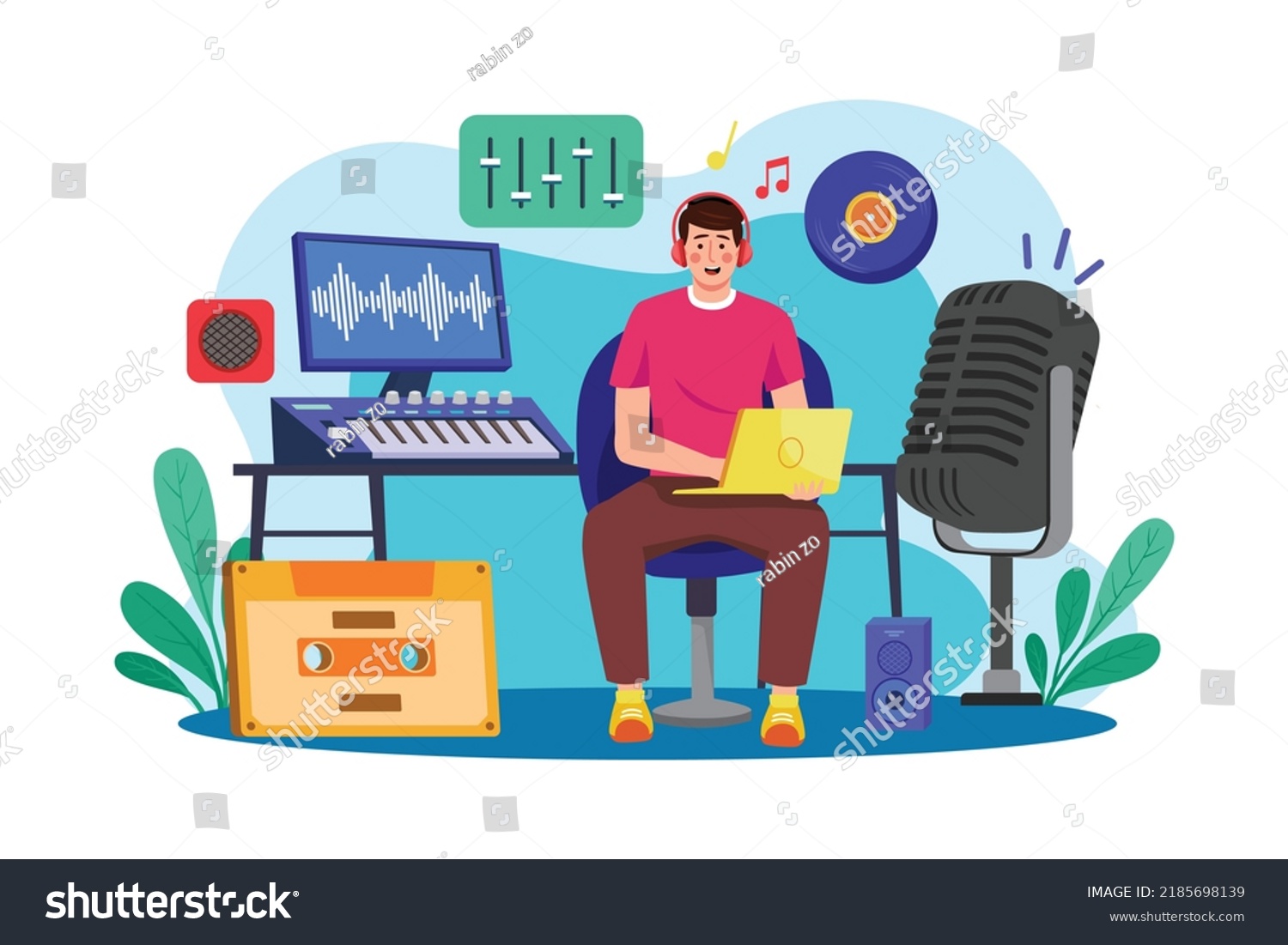 Music Producer Flat Vector Illustration Stock Vector (Royalty Free ...