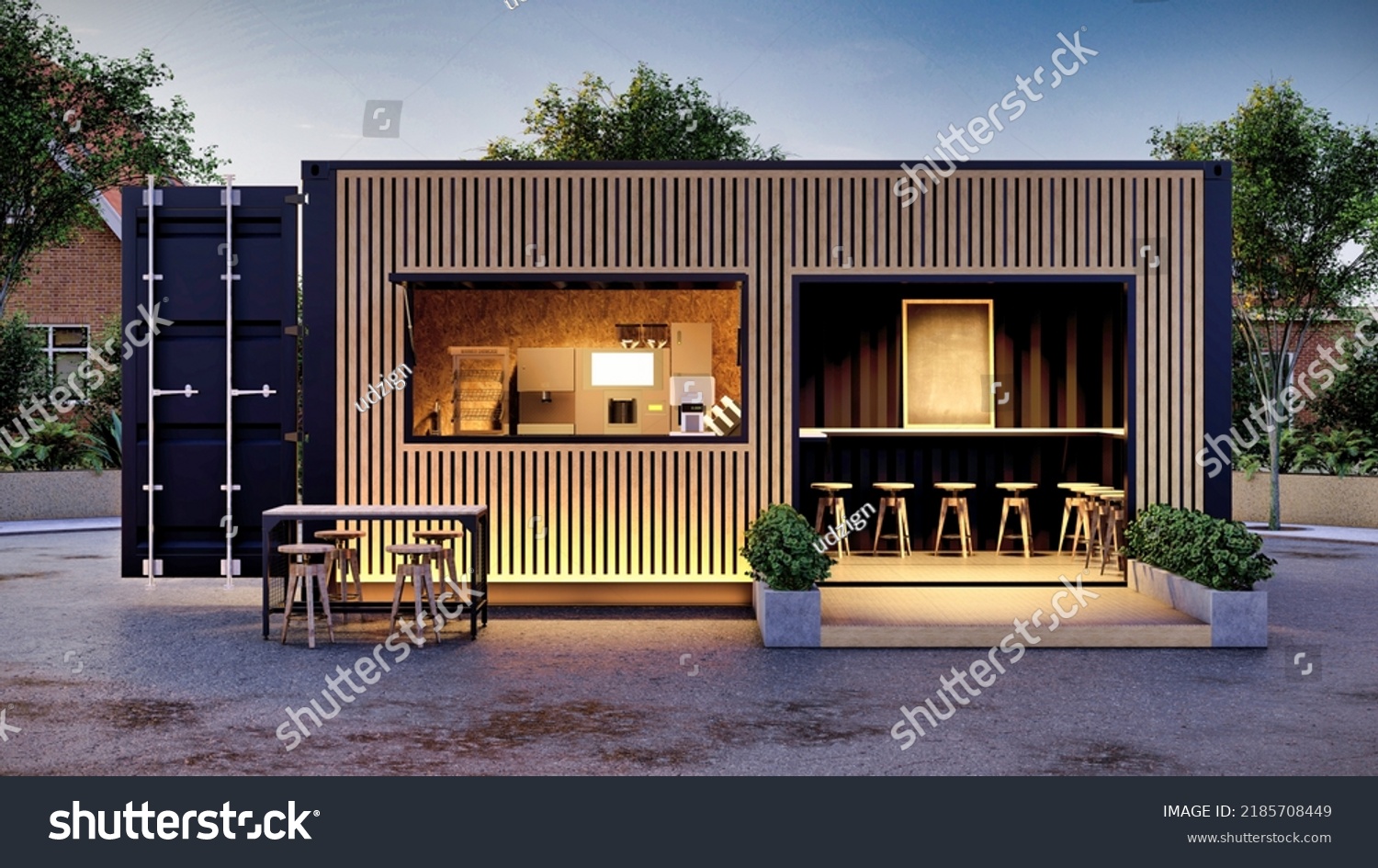 20ft Container Cafe 3d Illustration Stock Illustration 2185708449   Stock Photo  Ft Container Cafe D Illustration 2185708449 