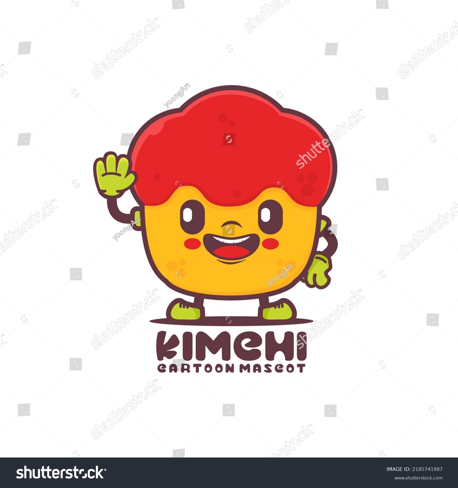 Cute Kimchi Cartoon Mascot Korean Traditional Stock Vector (Royalty ...