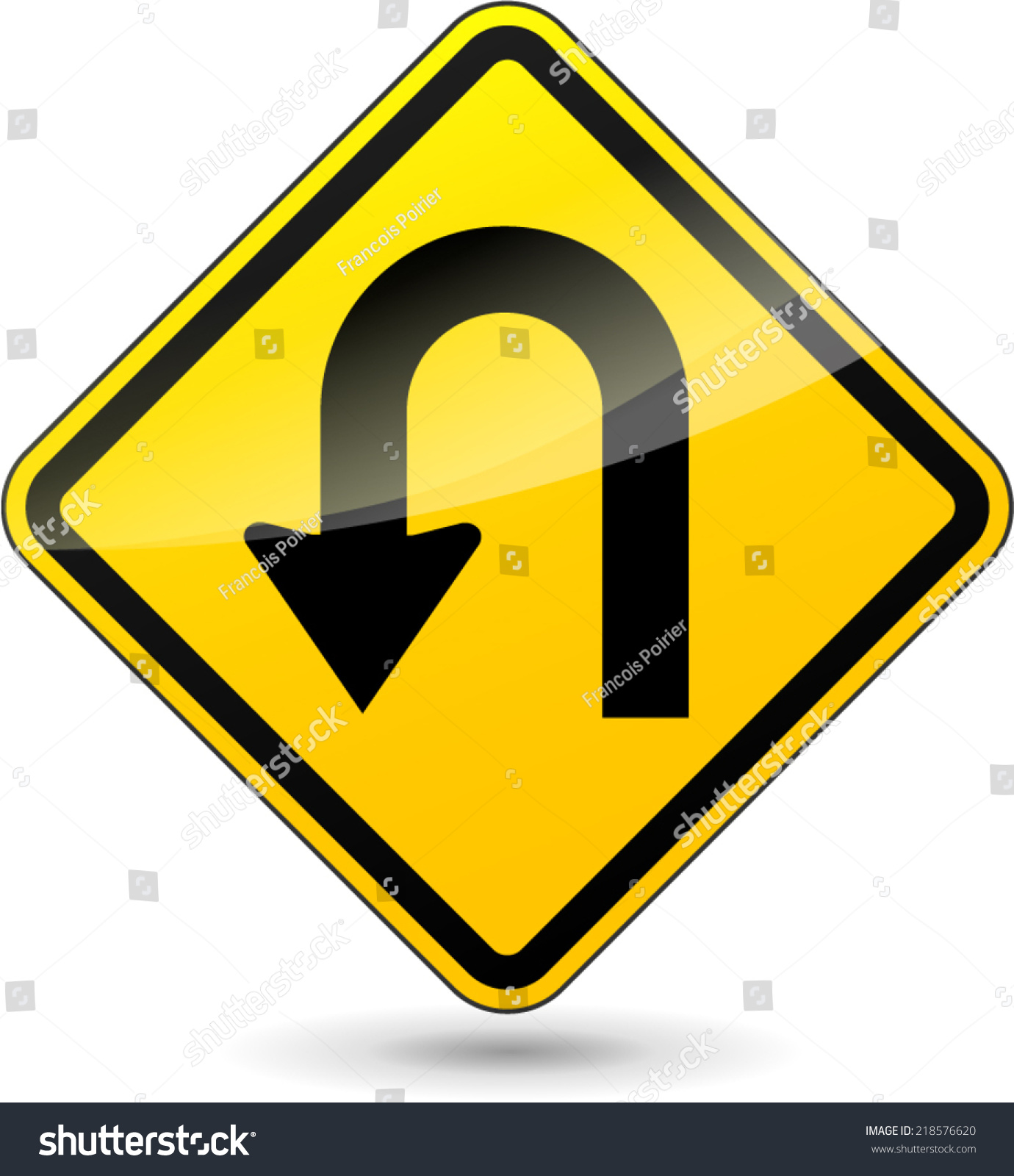 Vector Illustration Uturn Yellow Sign On Stock Vector (Royalty Free ...