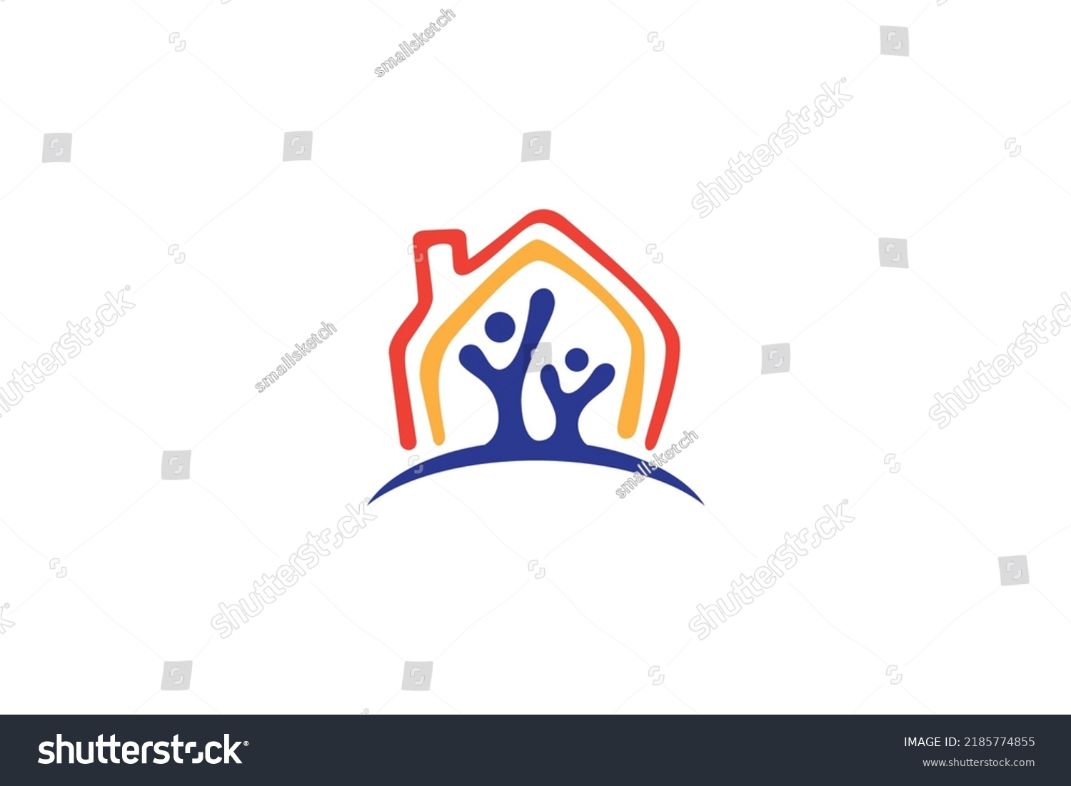 Healthy Happy Family Home Flat Logo Stock Vector (Royalty Free ...