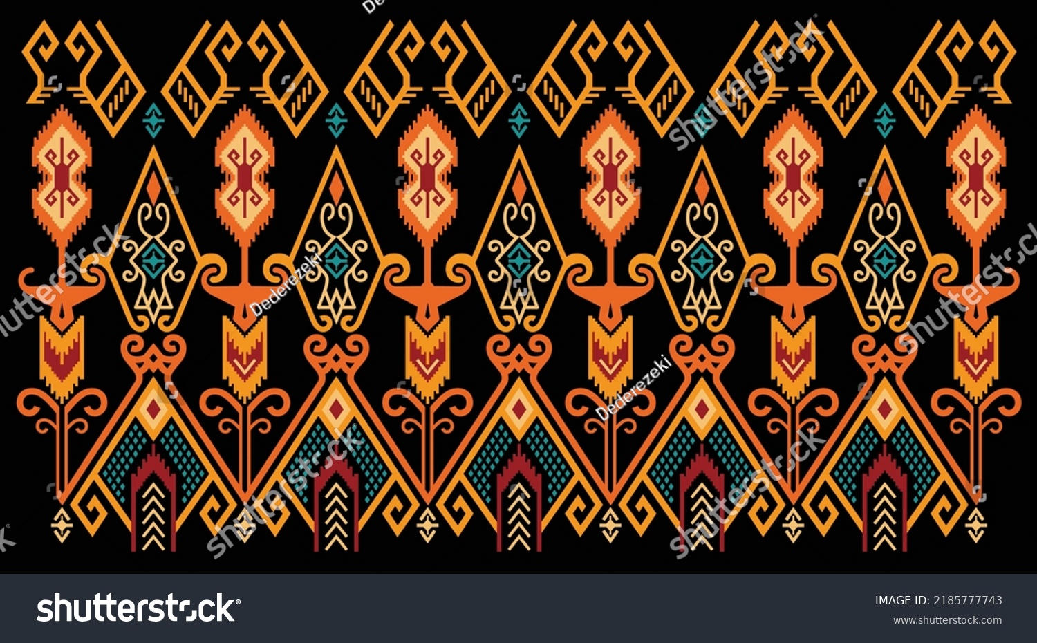 Kalimantan Traditional Motifs Seamless Pattern Stock Vector (Royalty ...