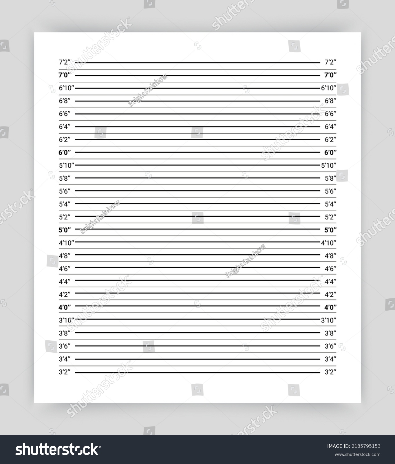 Criminal Mugshot Board Scale Inches Determine Stock Vector (Royalty ...