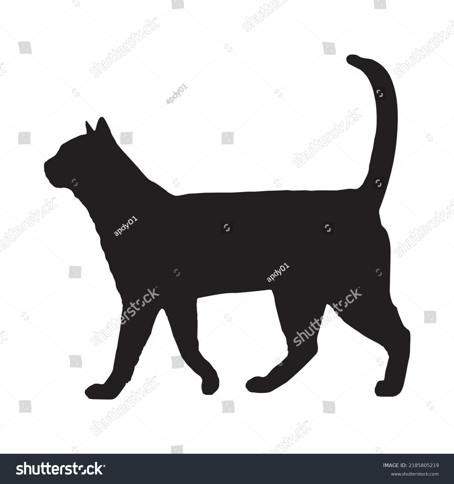 Illustration Cat Silhouette On Black Background Stock Vector (Royalty ...