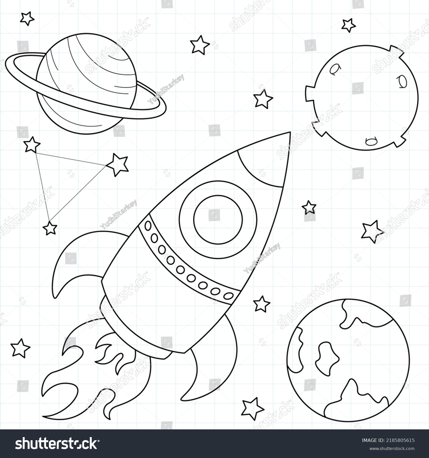 Rocket Space Suitable Childrens Coloring Page Stock Vector (Royalty