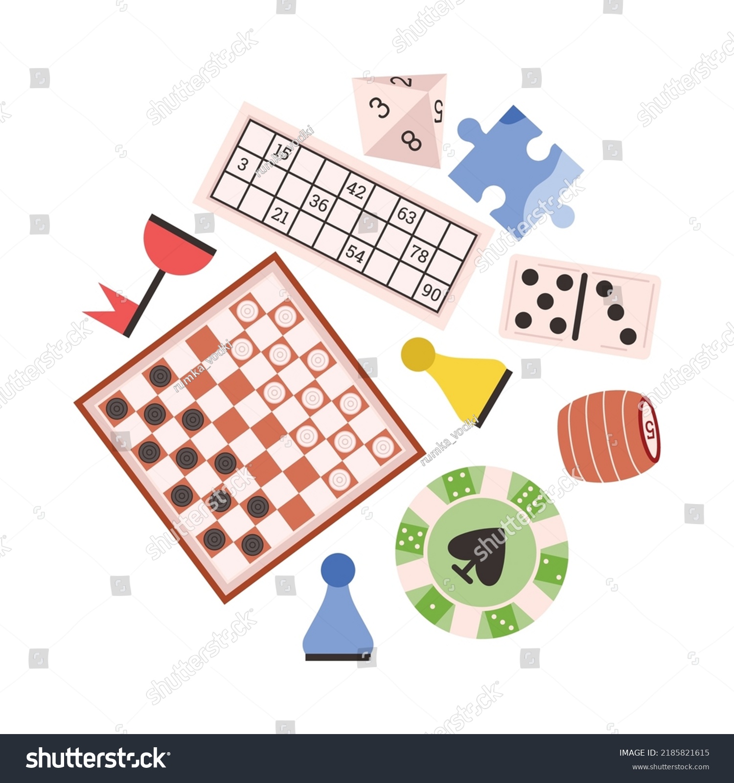 Checkers Board Puzzle Piece Dominoes Lotto Stock Vector (Royalty Free ...