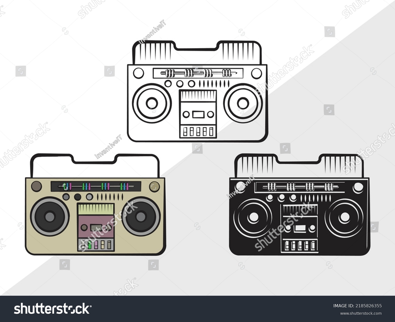 Radio Boombox Svg Printable Vector Illustration Stock Vector (Royalty