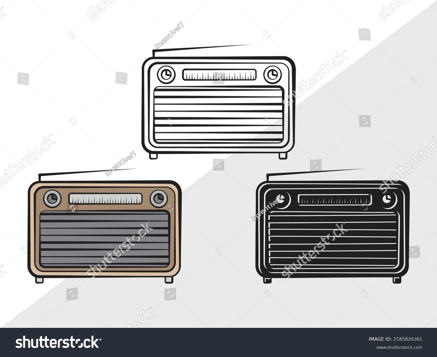 Radio Boombox Svg Printable Vector Illustration Stock Vector (Royalty