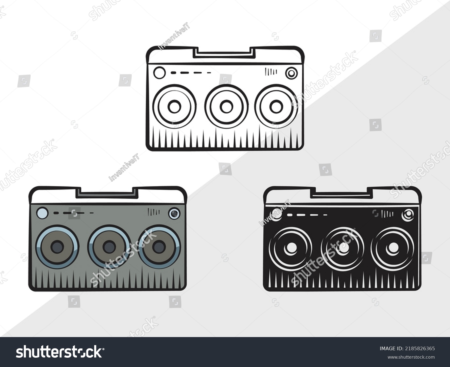 Radio Boombox Svg Printable Vector Illustration Stock Vector (Royalty